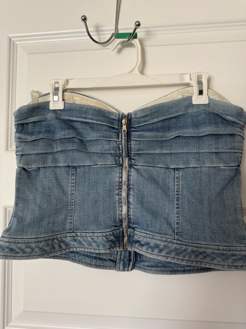 White House Black Market Light Blue Denim Twist Bustier - Picture 3 of 5